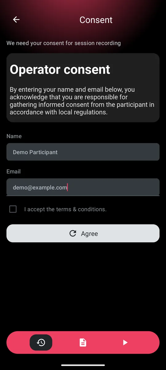Operator consent, required before a session can start