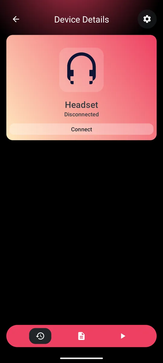 Headset connection screen